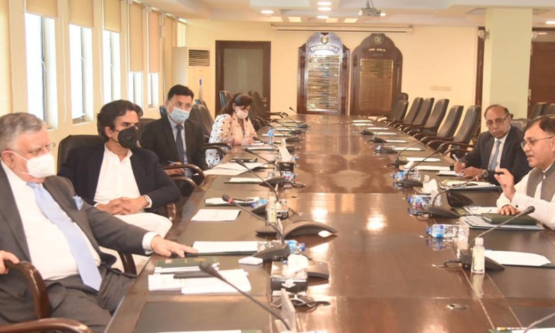 Finance Minister Shaukat Tarin holds a meeting with the representatives of cement manufacturers at the Finance Division in Islamabad. — Photo courtesy PID website Finance Minister Shaukat Tarin holds a meeting with the representatives of cement manufacturers at the Finance Division in Islamabad. — Photo courtesy PID website