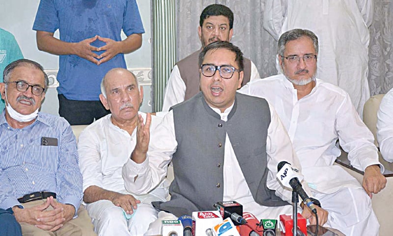 FAISALABAD: Special Assistant to the Prime Minister on Political Communication Dr Shahbaz Gill speaks at a press conference on Sunday.—APP FAISALABAD: Special Assistant to the Prime Minister on Political Communication Dr Shahbaz Gill speaks at a press conference on Sunday.—APP