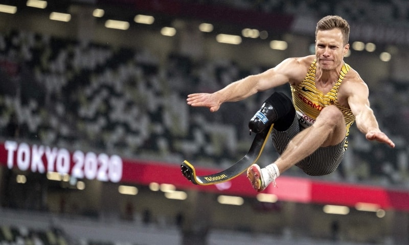 Germany's Markus Rehm competes in the men's long jump T64 final at the Tokyo 2020 Paralympic Games at the Olympic Stadium in Tokyo on September 1. &mdash; AFP