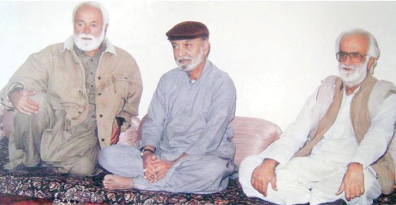 SARDAR Ataullah Mengal, Nawab Akbar Khan Bugti and Nawab Khair Bakhsh Marri during a meeting at Bugti House, Quetta, in the 70s.—Dawn