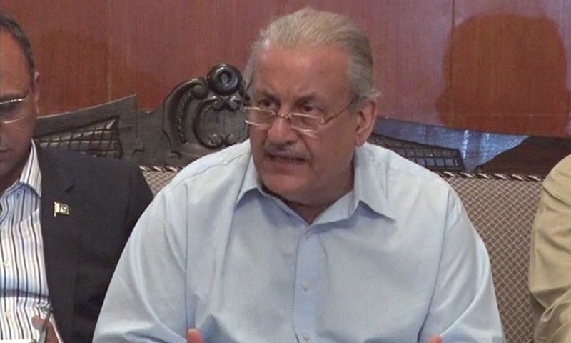 In this file photo, PPP Senator Raza Rabbani Raza Rabbani speaks to the media in Karachi. —DawnNewsTV/File