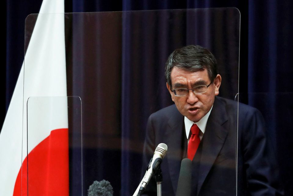 Japan's vaccination programme chief Taro Kono — Reuters/File