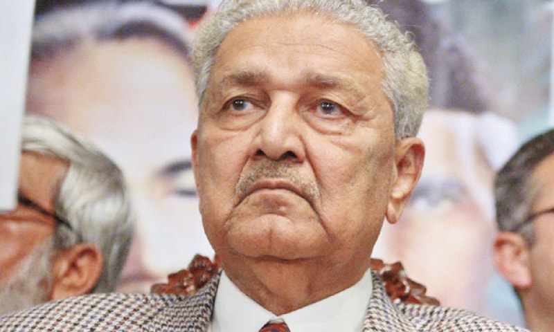 Dr Abdul Qadeer Khan said his condition was improving and he was not getting oxygen artificially on a regular basis. — AFP/File