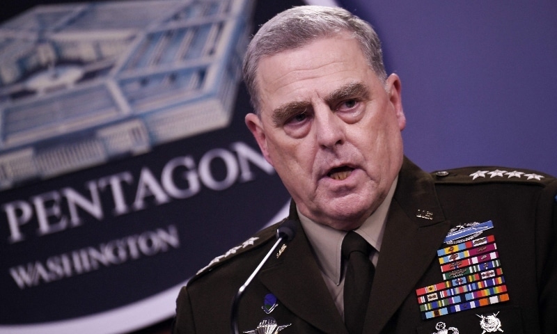 In this file photo taken on August 18, 2021, Chairman of the Joint Chiefs of Staff, Army General Mark Milley, speaks during a press conference about the situation in Afghanistan at The Pentagon. — AFP In this file photo taken on August 18, 2021, Chairman of the Joint Chiefs of Staff, Army General Mark Milley, speaks during a press conference about the situation in Afghanistan at The Pentagon. — AFP