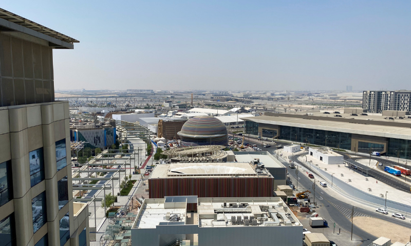 A general view shows the Expo 2020 Dubai site, seen from a hotel rooftop in Dubai, United Arab Emirates. — Reuters