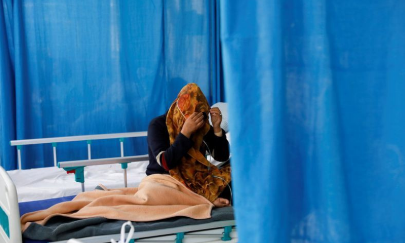 A patient suffering from Covid-19 receives treatment at the Afghan-Japan Hospital in Kabul. — Reuters/File