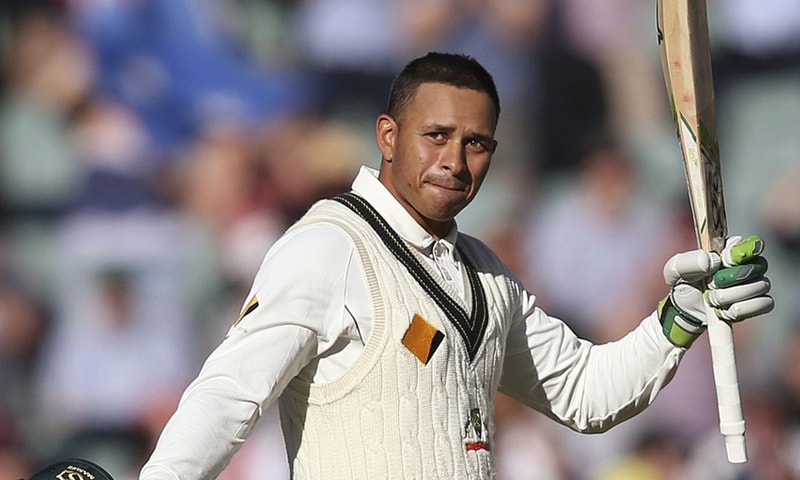 In this Nov. 25, 2016 file photo, Australia's Usman Khawaja celebrates making 100 runs against South Africa during their cricket test match in Adelaide, Australia. — AP/File