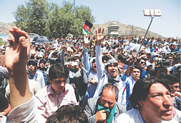 A file photo from a protest by Afghan Hazaras in Kabul. The community has historically faced persecution in the country | Reuters