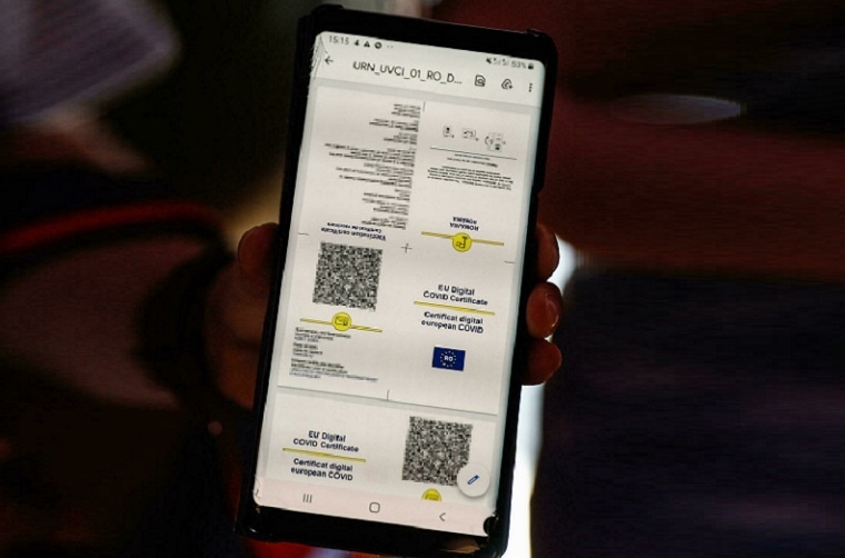 A health pass on a mobile phone shown on July 22, 2021. — AFP