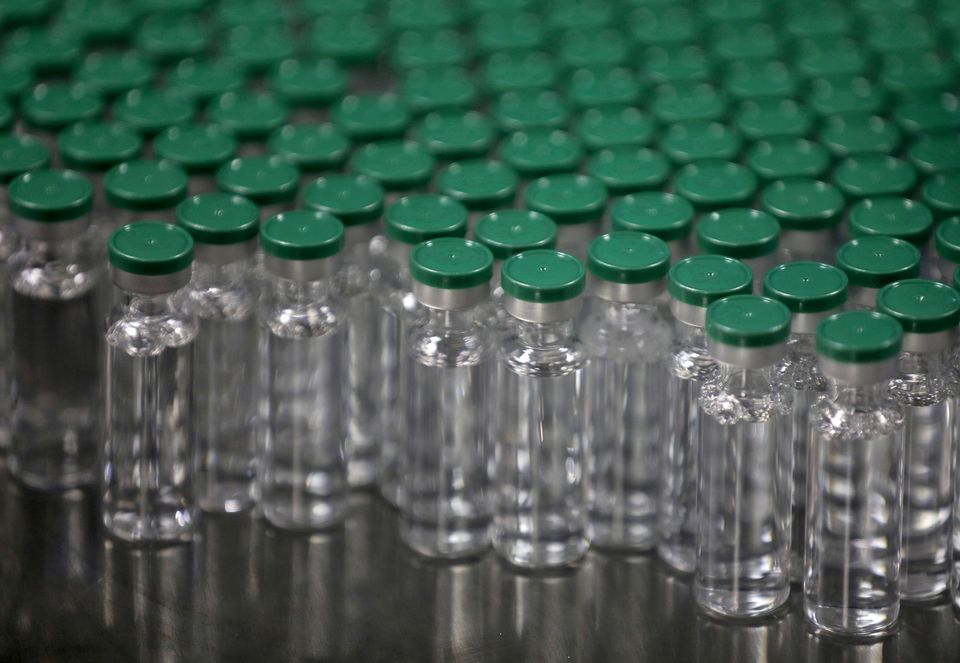 Vials of AstraZeneca's Covishield coronavirus vaccine, are seen before they are packaged inside a lab at Serum Institute of India, Pune, India, November 30, 2020. — Reuters