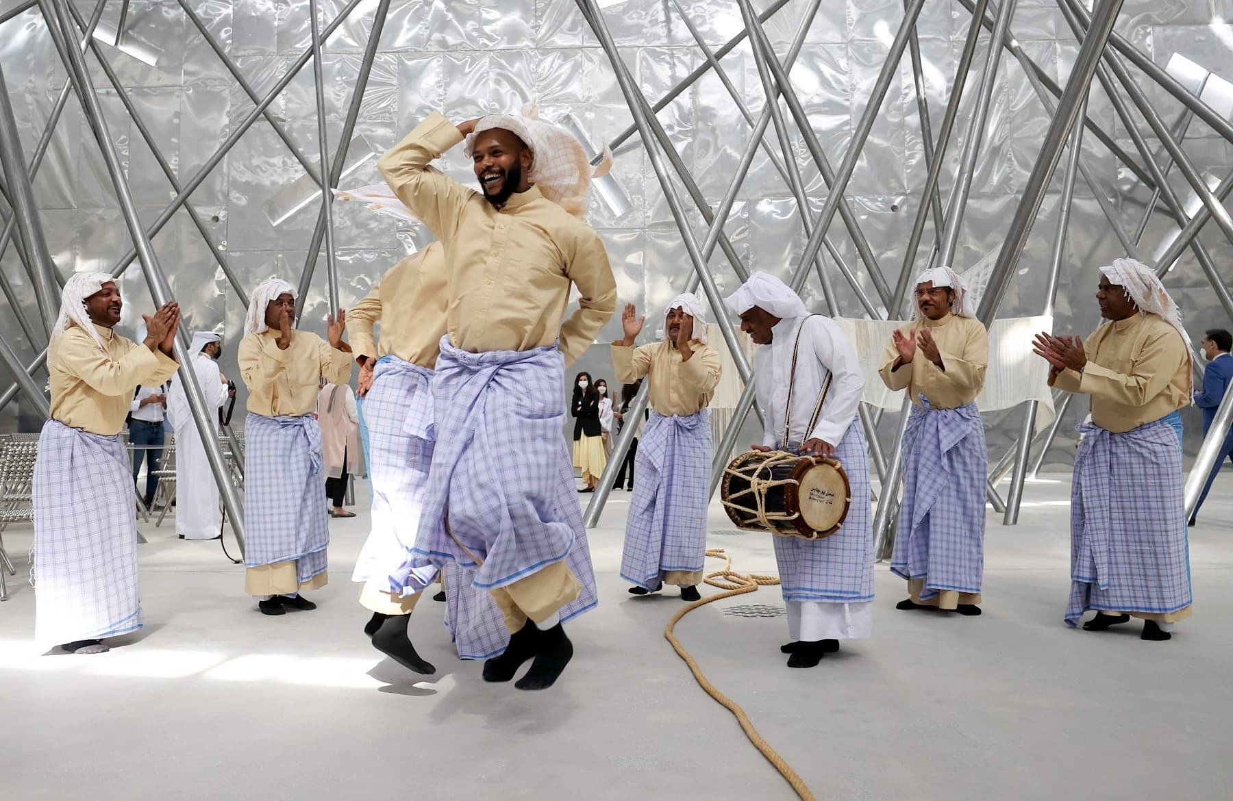 Dancers perform during the opening ceremony of the Bahraini pavilion at the Expo 2020. — AFP