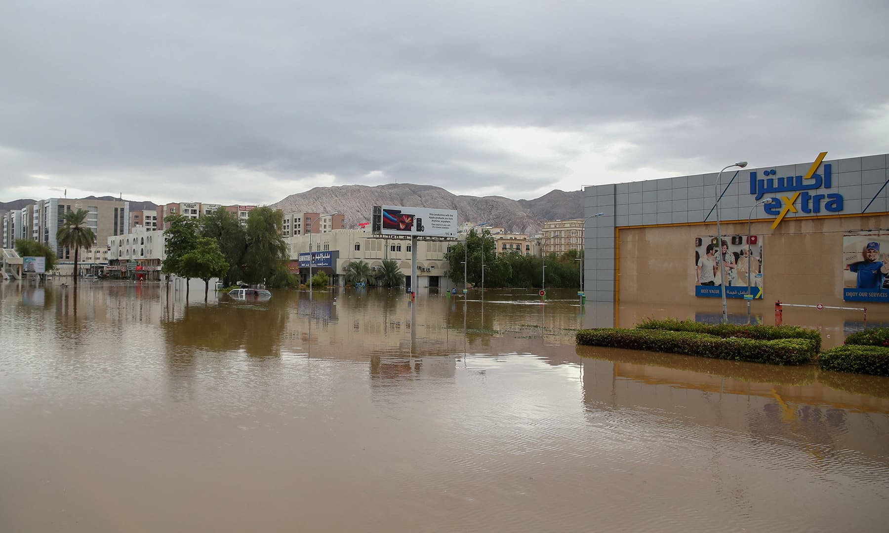 A general view shows a flooded street amid Cyclone Shaheen in Oman's capital Muscat on October 3. — AFP