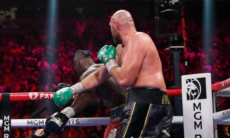Tyson Fury knocks down Deontay Wilder for the WBC Heavyweight Title at the T-Mobile Arena, Las Vegas, Nevada, US on October 9. — Reuters Tyson Fury knocks down Deontay Wilder for the WBC Heavyweight Title at the T-Mobile Arena, Las Vegas, Nevada, US on October 9. — Reuters