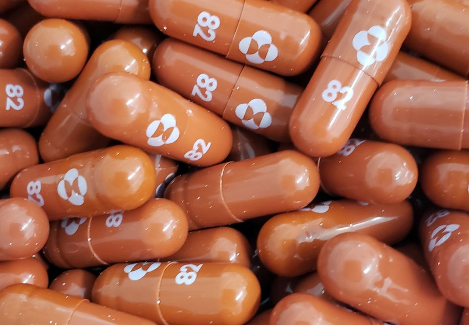 An experimental Covid-19 treatment pill called molnupiravir is seen in this undated handout photo released by Merck & Co Inc. — Reuters