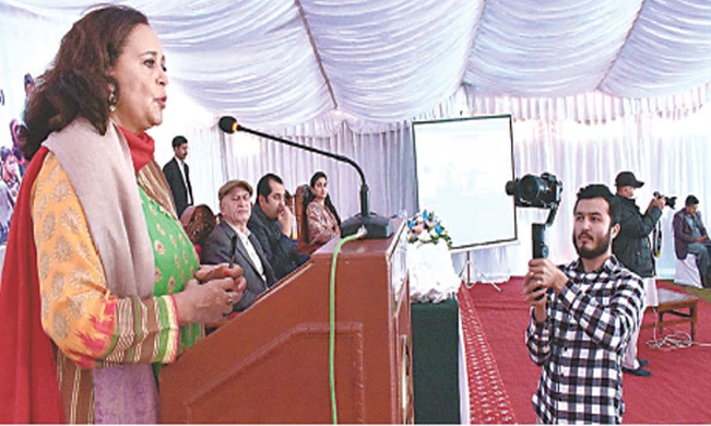 Unicef representative in Pakistan Aida Girma addresses a ceremony held in Gilgit on Wednesday to launch the survey report on child labour.—APP