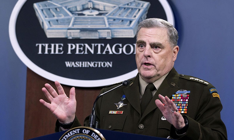 Chairman of the Joint Chiefs of Staff Mark Milley speaks at a press briefing at the Pentagon. — AP/File