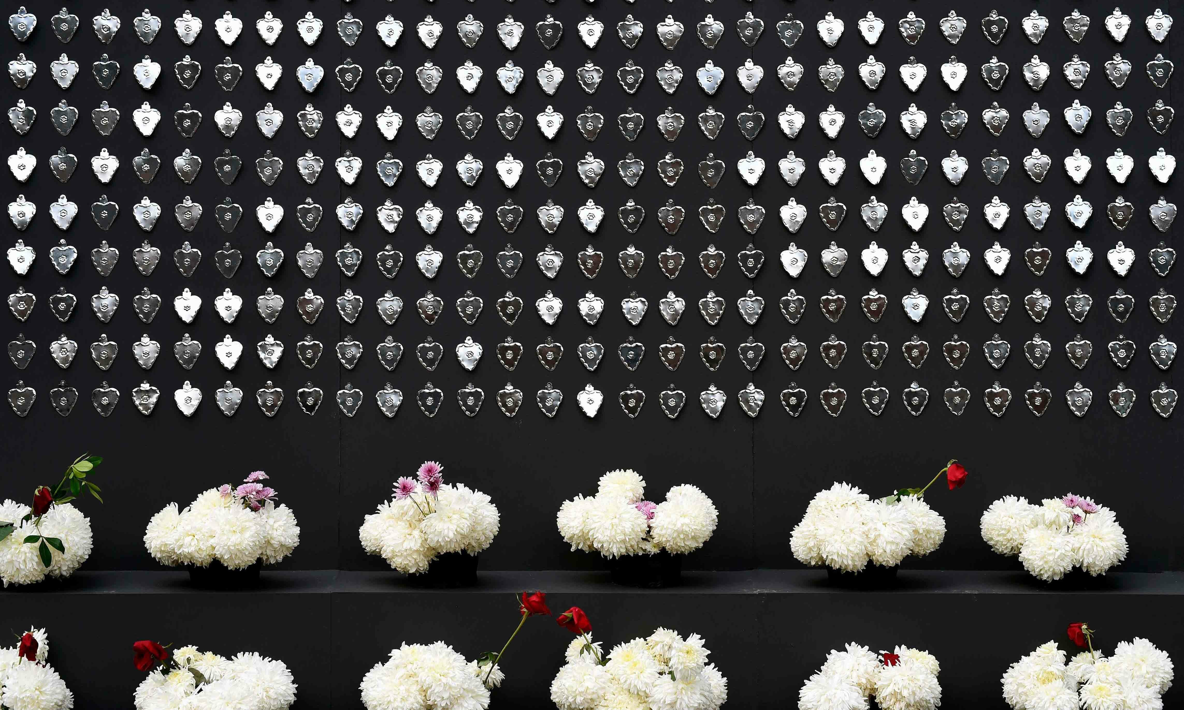 This image shows a tribute to the almost 300,000 people who died in Mexico from complications of the novel coronavirus, ahead of the Day of the Dead, in Mexico City, on October 29. — AFP