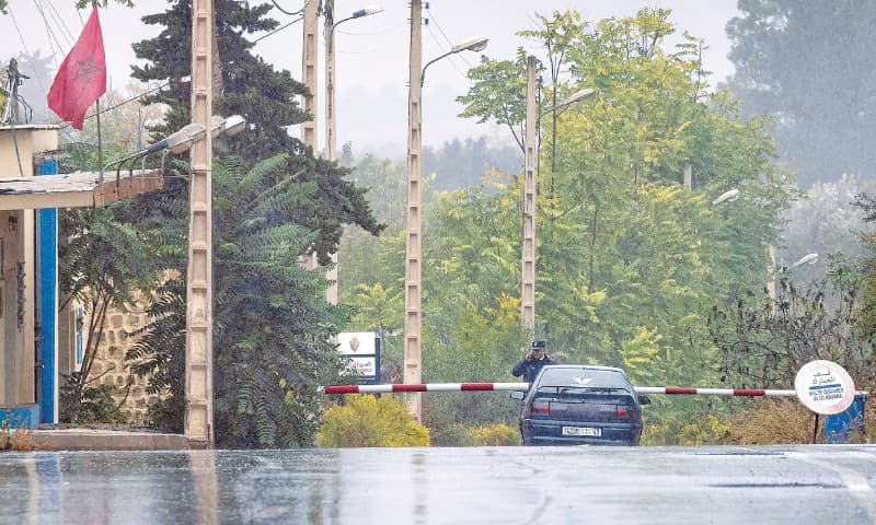A MOROCCAN policeman mans a checkpoint in Oujda, a city along the border with Algeria, on Wednesday.&mdash;AFP