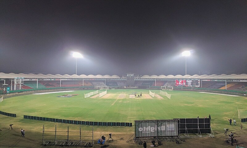 A photo of the National Stadium under floodlights taken on Nov 14, 2020. — Dawn/File