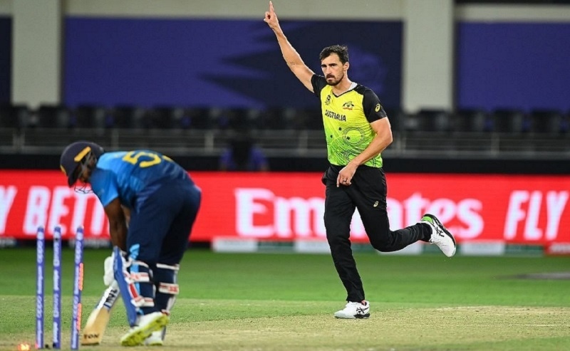 Aussie pacer Mitchell Starc during a World T20 2021 match. — Photo via Twitter