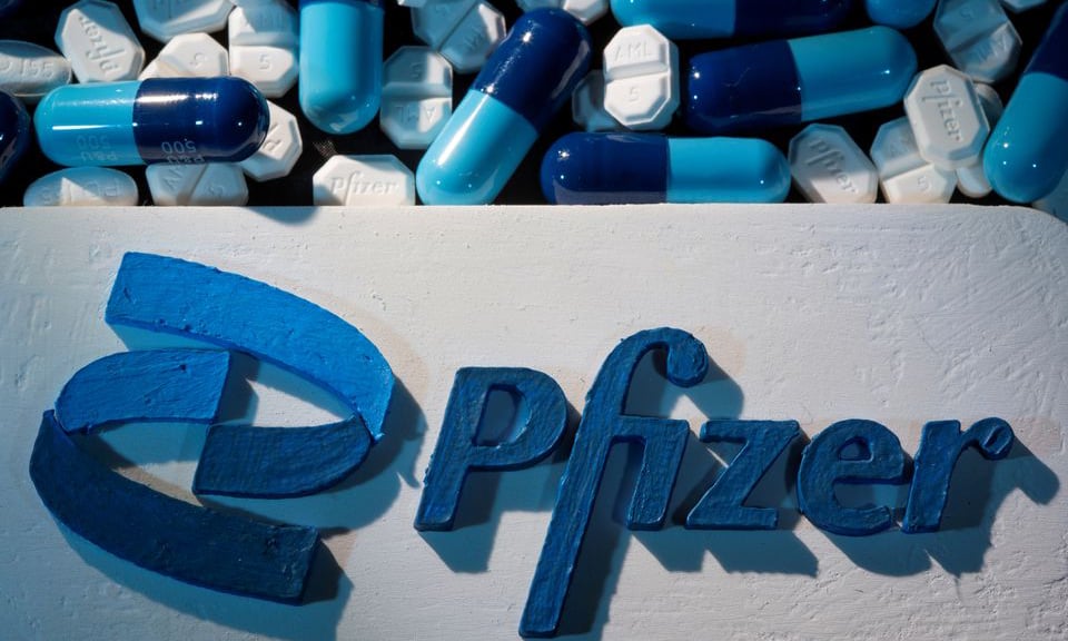 A 3D printed Pfizer logo is placed near medicines from the same manufacturer in this illustration taken September 29. — Reuters