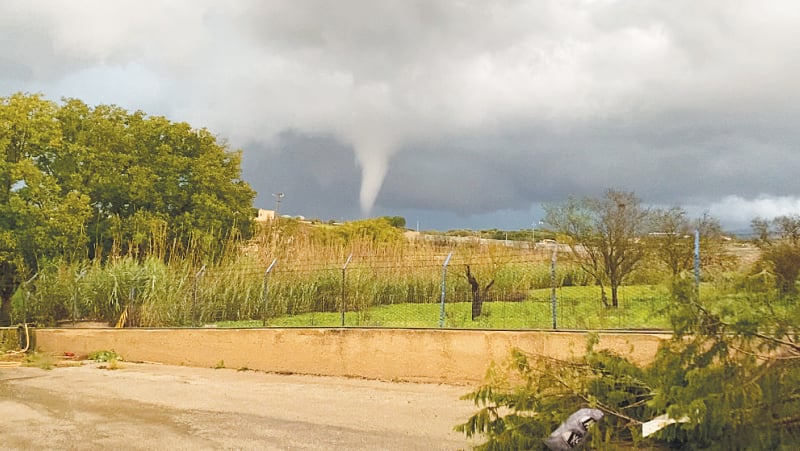 COMISO: A screen grab taken from a video shows a whirlwind in the Italian region of Sicily on Wednesday.—Reuters