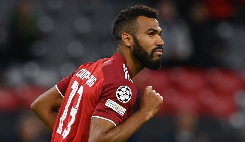 In this file photo taken on September 29, 2021 Bayern Munich's Cameroonian forward Eric Maxim Choupo-Moting celebrates scoring his team's fifth goal during the UEFA Champions League match in Munich, southern Germany.