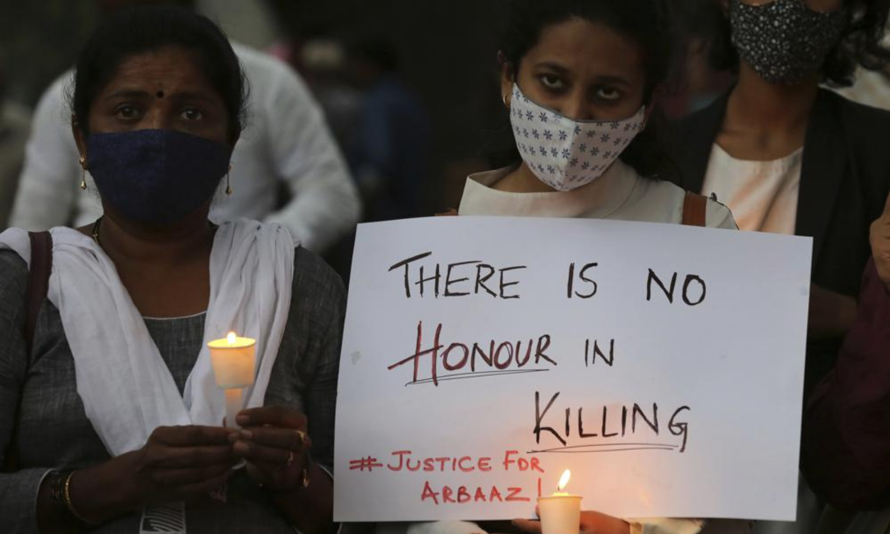 Indian activists and others participate in a protest against the killing of Arbaz Mullah in Belagavi district in southern Karnataka state in Bengaluru, India, on Oct 5.