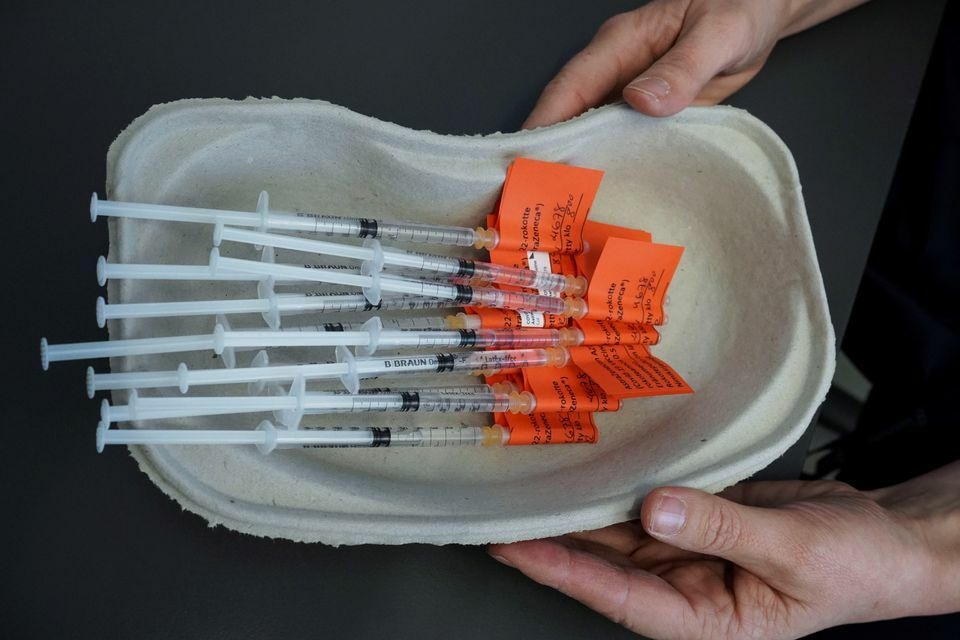 Syringes with AstraZeneca vaccine against the coronavirus disease are pictured in Laakso hospital in Helsinki, Finland March 11. &mdash; Reuters