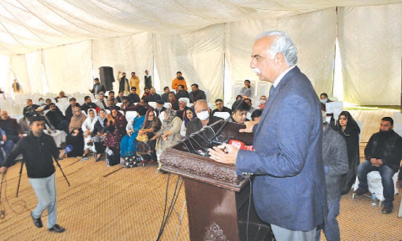 Mayor retired Col Mubashar addresses a ceremony at Town Hall at the end of his tenure. — White Star