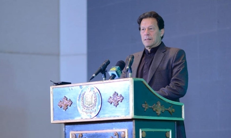 Prime Minister Imran Khan addresses a ceremony in Islamabad on Tuesday. — Photo courtesy: PID