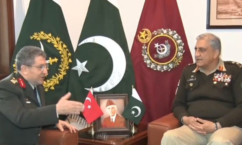 Deputy Chief of Turkish General Staff General Selcuk Bayraktaroglu meets Chief of the Army Staff Gen Qamar Javed Bajwa on Thursday. — Photo courtesy Radio Pakistan