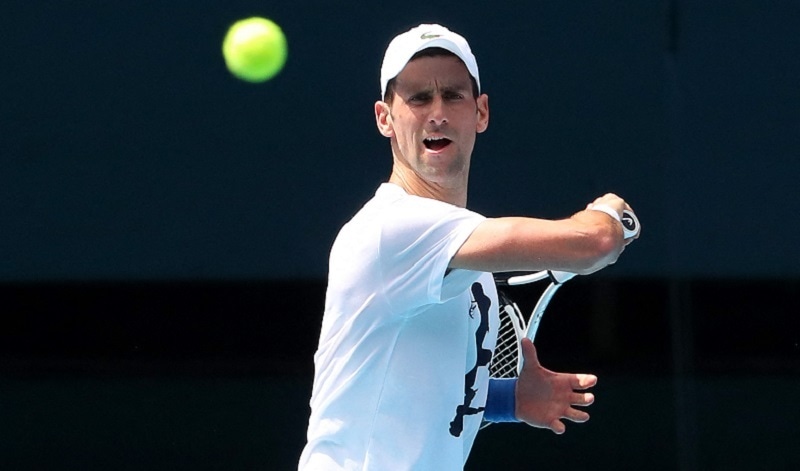 Serbia's Novak Djokovic takes part in a training session in Melbourne ahead of the Australian Open tennis tournament on on Tuesday. — AFP