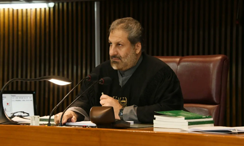 PTI MNA from Mianwali Amjid Ali Khan presides over the session of the National Assembly on Monday. — Photo via NA of Pakistan Twitter