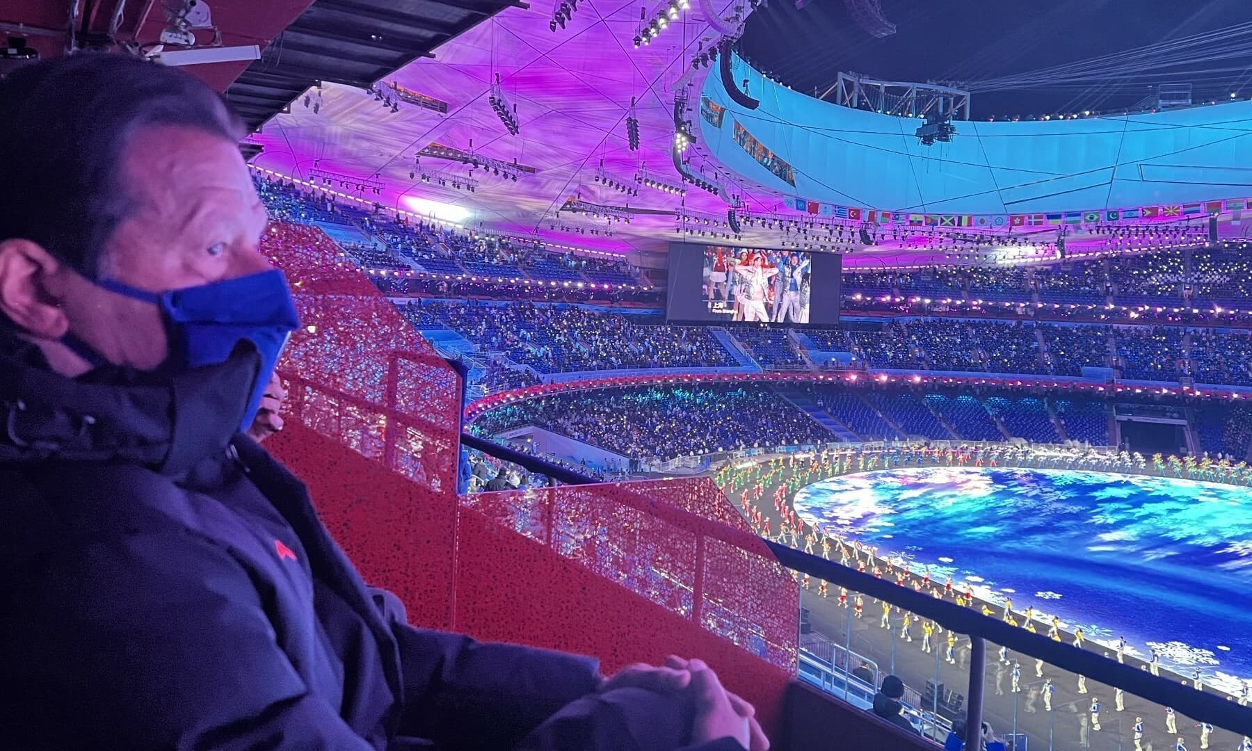 Prime Minister Imran Khan watches the opening ceremony of the 2022 Winter Olympics in Beijing on Feb 4. — APP