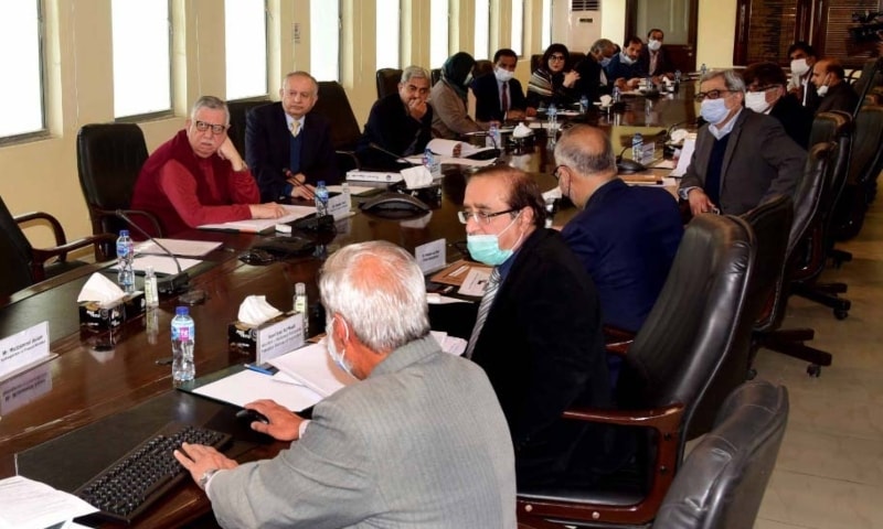 Federal Minister for Finance and Revenue Shaukat Tarin presides over the National Price Monitoring Committee meeting held at Finance Division in Islamabad on Tuesday. — PID