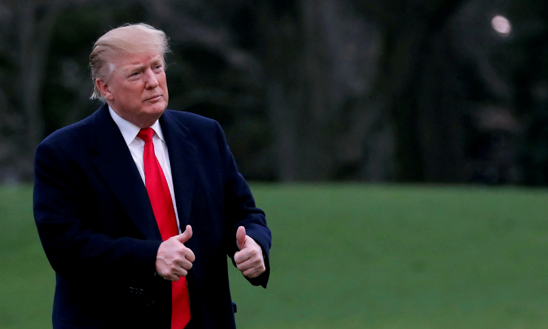 Former United States president Donald Trump returns to the White House in Washington, US in this March 2019 file photo. &mdash; Reuters