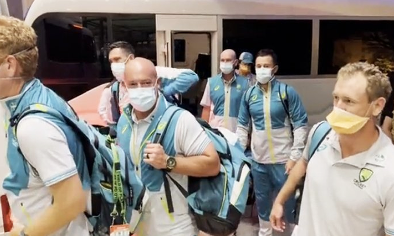 The Australian cricket team arrives in Islamabad on Sunday. — DawnNewsTV