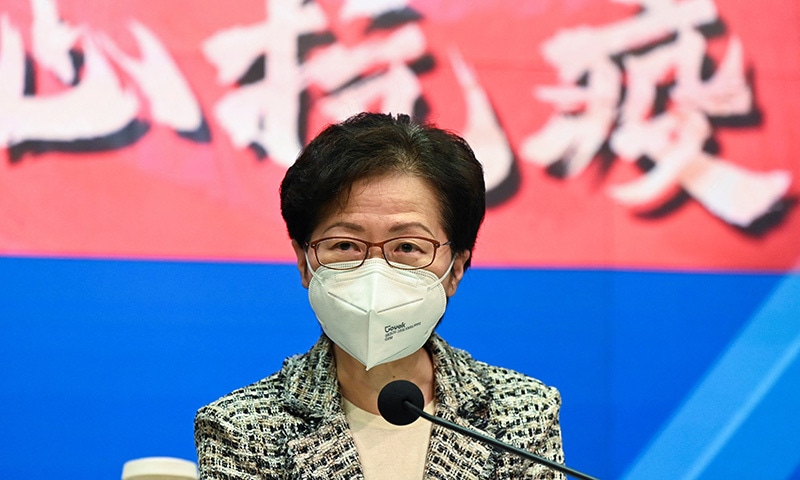 Hong Kong Chief Executive Carrie Lam speaks during a news conference at the government headquarters in Hong Kong on Wednesday. — Reuters
