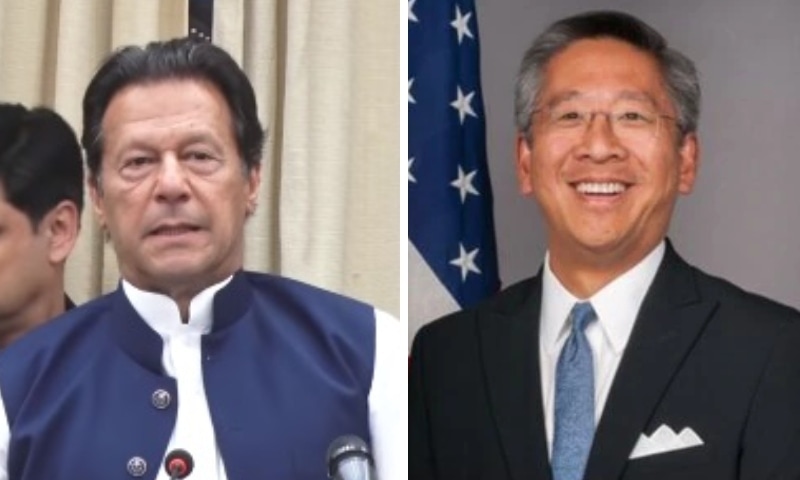 This combo photo shows Prime Minister Imran Khan (left) and US Assistant Secretary of  State for South and Central Asian Affairs Donald Lu. — Photo courtesy: Radio Pakistan/US State Dept website