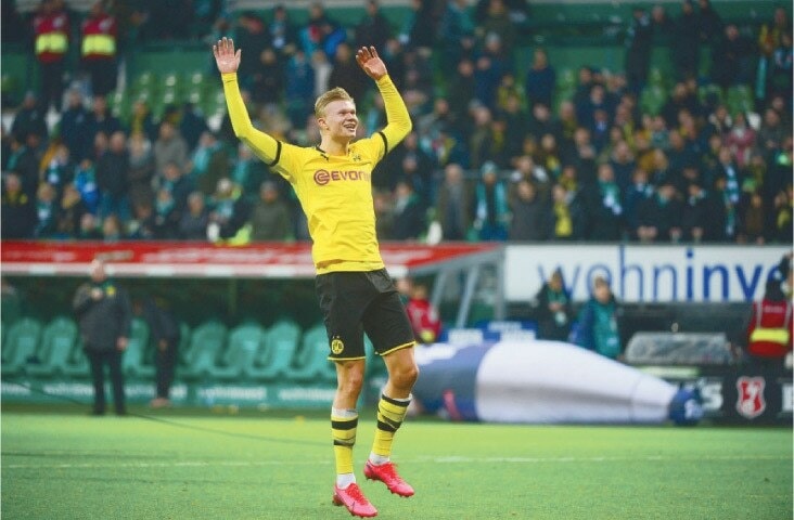 In this file photo, Borussia Dortmund’s Erling Braut Haaland gestures during the Bundesliga match against Werder Bremen. — AFP