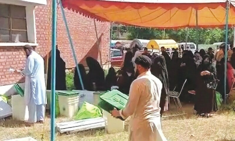 A view of a polling station in Hangu. — DawnNewsTV A view of a polling station in Hangu. — DawnNewsTV