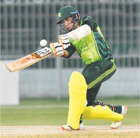 FAISALABAD: Faisalabad Knights opener Abid Ali plays a shot during the Saga Premier League match against Faisalabad Hawks at the Iqbal Stadium.—Courtesy SPL