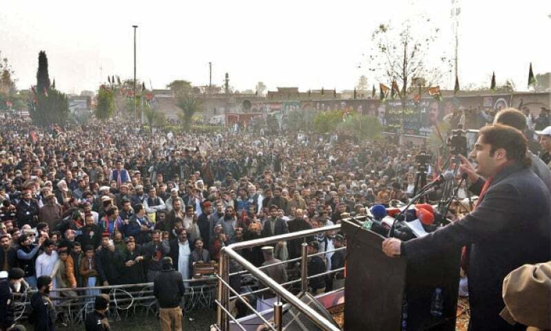 PPP chairman Bilawal Bhutto Zardari speaks at a workers convention in Chagharmati village of Peshawar last year. — White Star