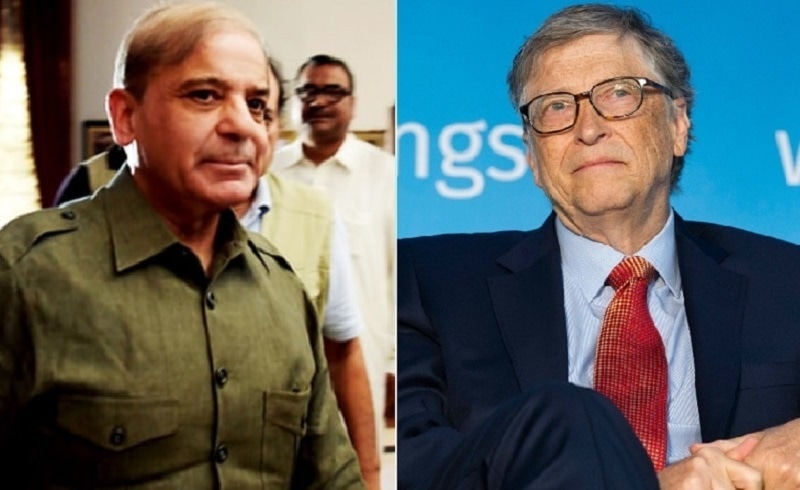 This combination of photos Prime Minister Shehbaz Sharif and Microsoft co-founder Bill Gates. — Pictures via Twitter.