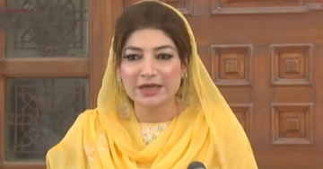 Balochistan government spokesperson Farah Azeem Shah during a press briefing on Sunday. —DawnNewsTV