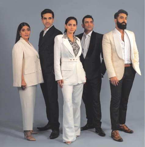Outfits: HSY (Sarmad Khoosat & Hamza A. Khawaja), Republic By Omer Farooq (Omair Rana), Zeitgeist (Nimra Bucha), Saba Qamar (own wardrobe) | Footwear: Aldo@ak.galleria