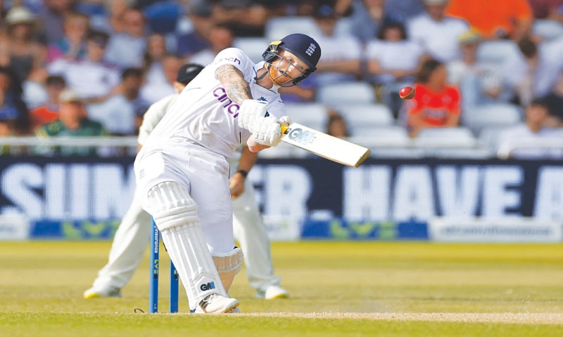 ENGLAND captain Ben Stokes hits a six.—Reuters