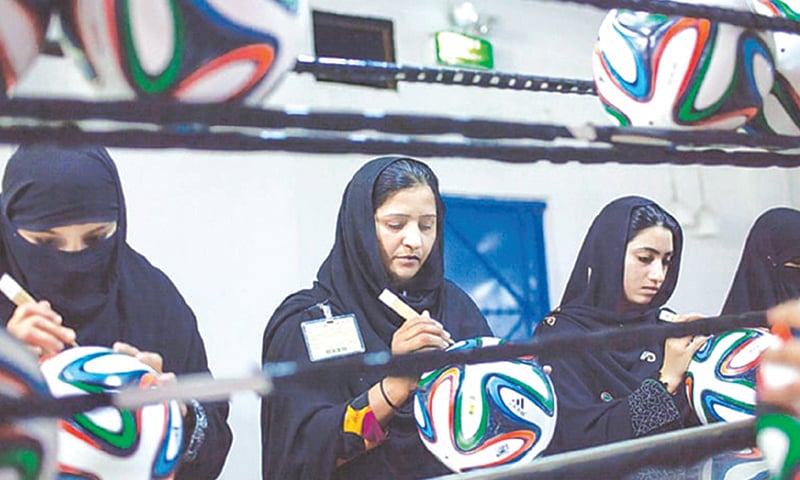 THE exports of footballs surged year-on-year by 44.53 per cent in July-May.—Dawn/File THE exports of footballs surged year-on-year by 44.53 per cent in July-May.—Dawn/File
