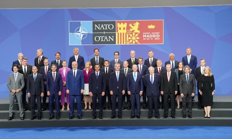 Nato leaders pose for the family photo during the Nato summit in Madrid, Spain, June 29. &mdash; Reuters